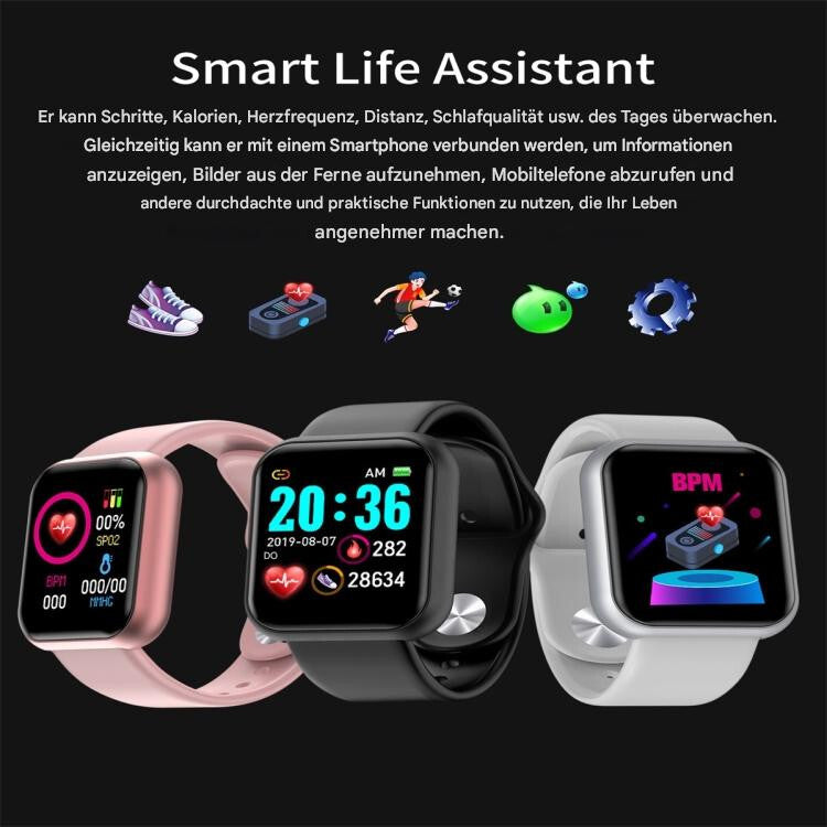 Smartwatch Damen Herren mit Telefonfunktion Armbanduhr für Android iOS