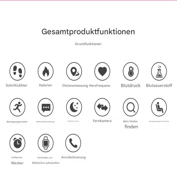 Smartwatch Damen Herren mit Telefonfunktion Armbanduhr Wasserdicht für iOS Android