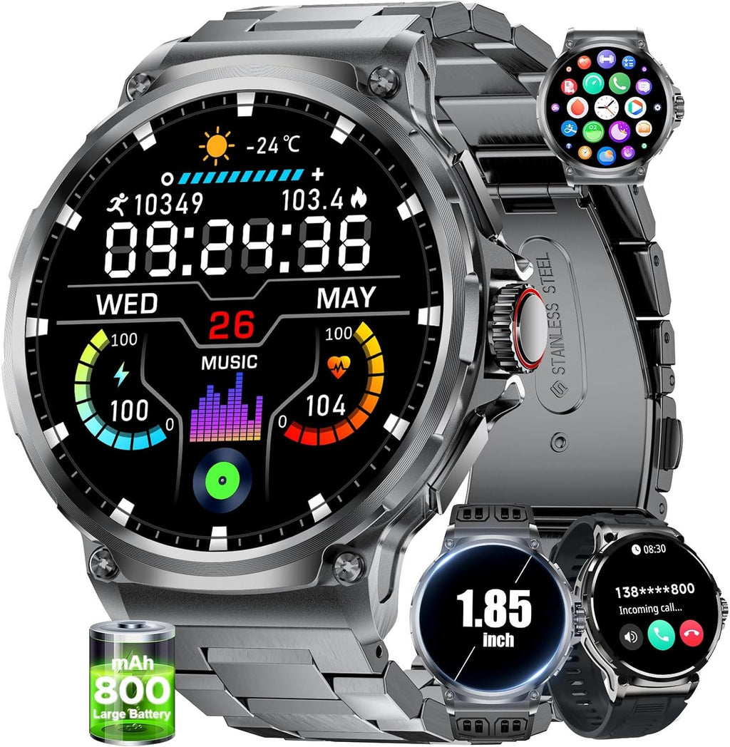 Smartwatch Herren und Männer Telefonfunktion Armbanduhr Wasserdicht