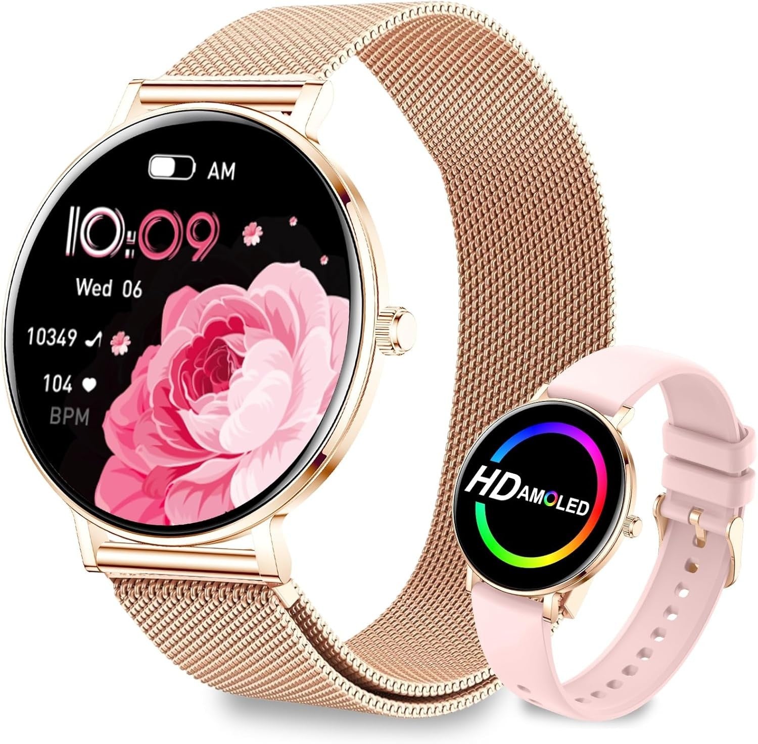 Smartwatch Damen - Bluetooth Wasserdicht Armbanduhr für iOS Android Elegant