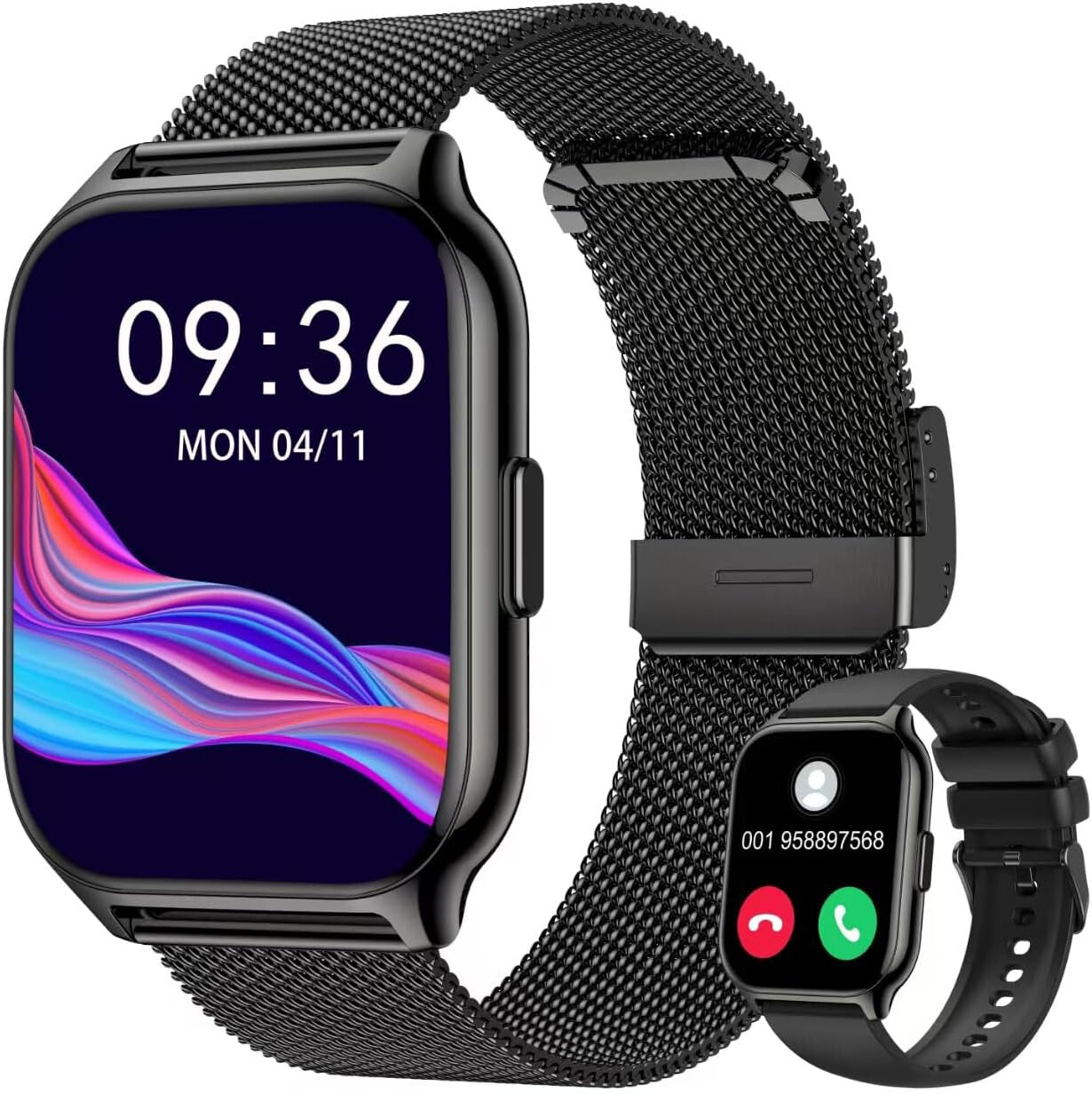 Smartwatch Damen Herren - Telefonfunktion Armbanduhr für iOS Android