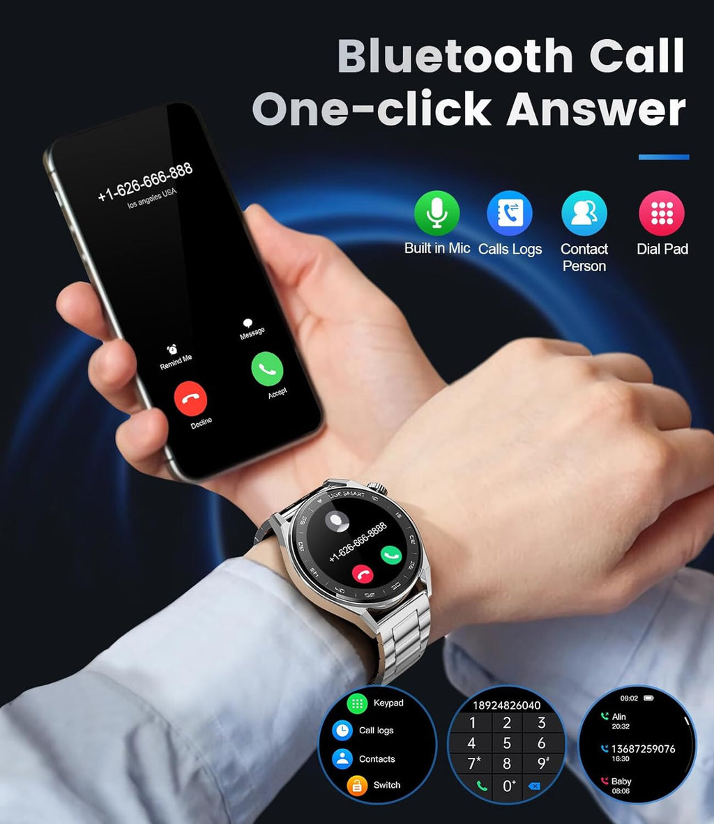 Smartwatch Herren Männer - mit Telefonfunktion Armbanduhr für iOS Android