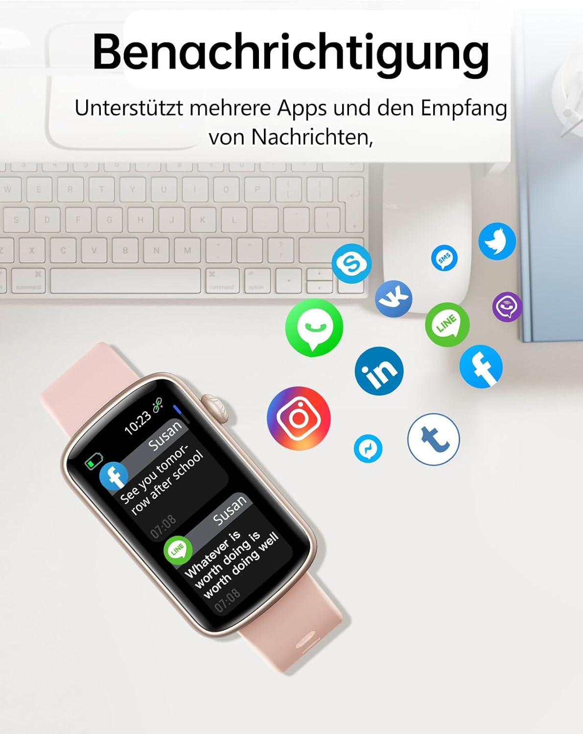 Smartwatch für Damen – Telefonfunktion & Outdoor Fitness Uhr