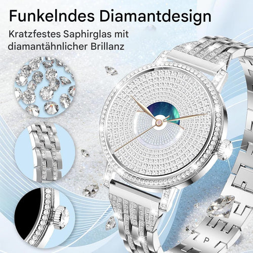 Smartwatch Damen - Diamant Design mit Telefonfunktion Armbanduhr für iOS Android