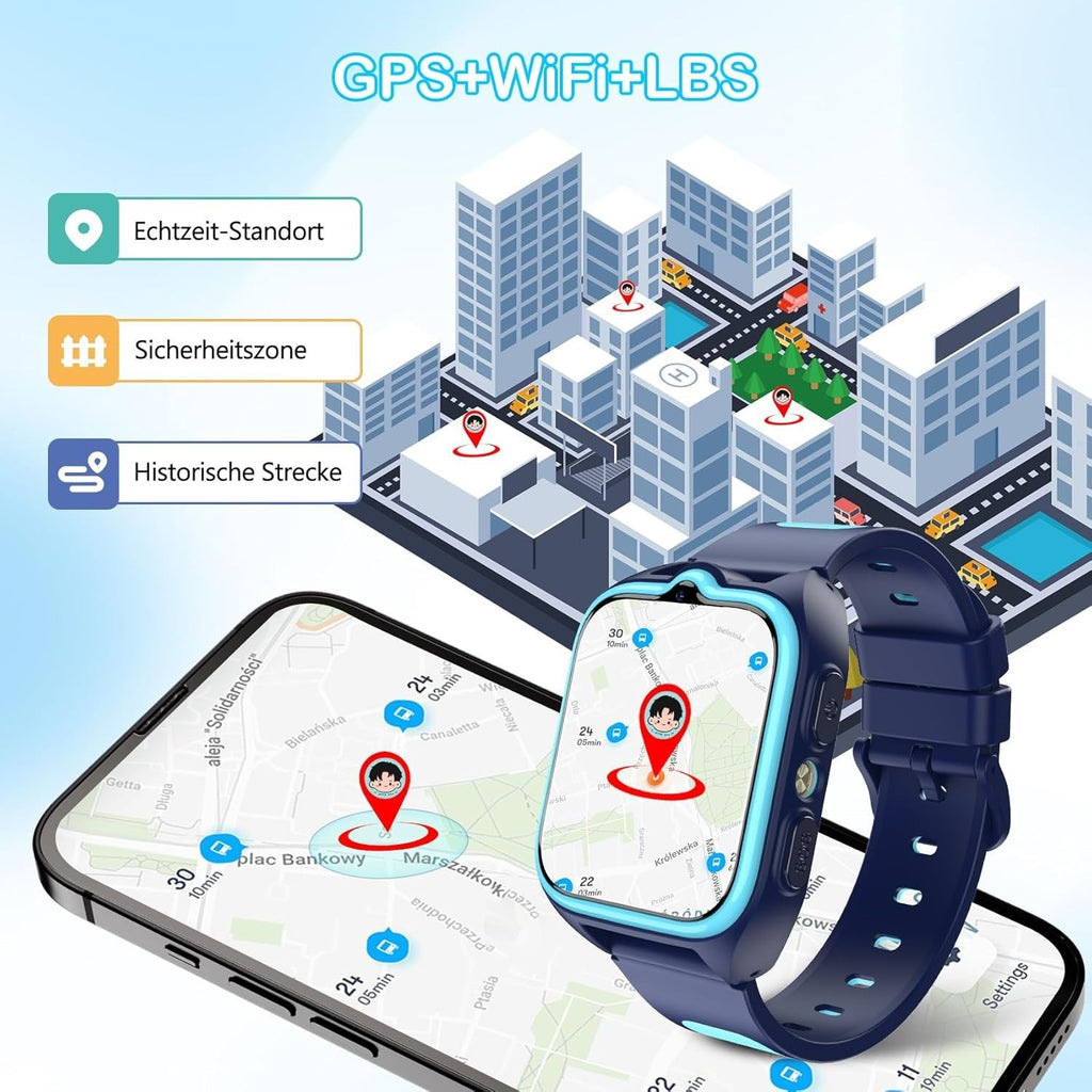 Smartwatch für Kinder mit Telefonfunktion GPS Smart Watch SOS Sim Karte Uhr