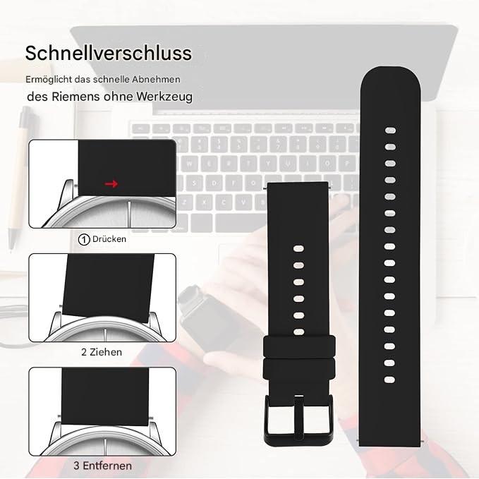 Universal 20mm Silikon Ersatzband für Smartwatch & Sportuhr