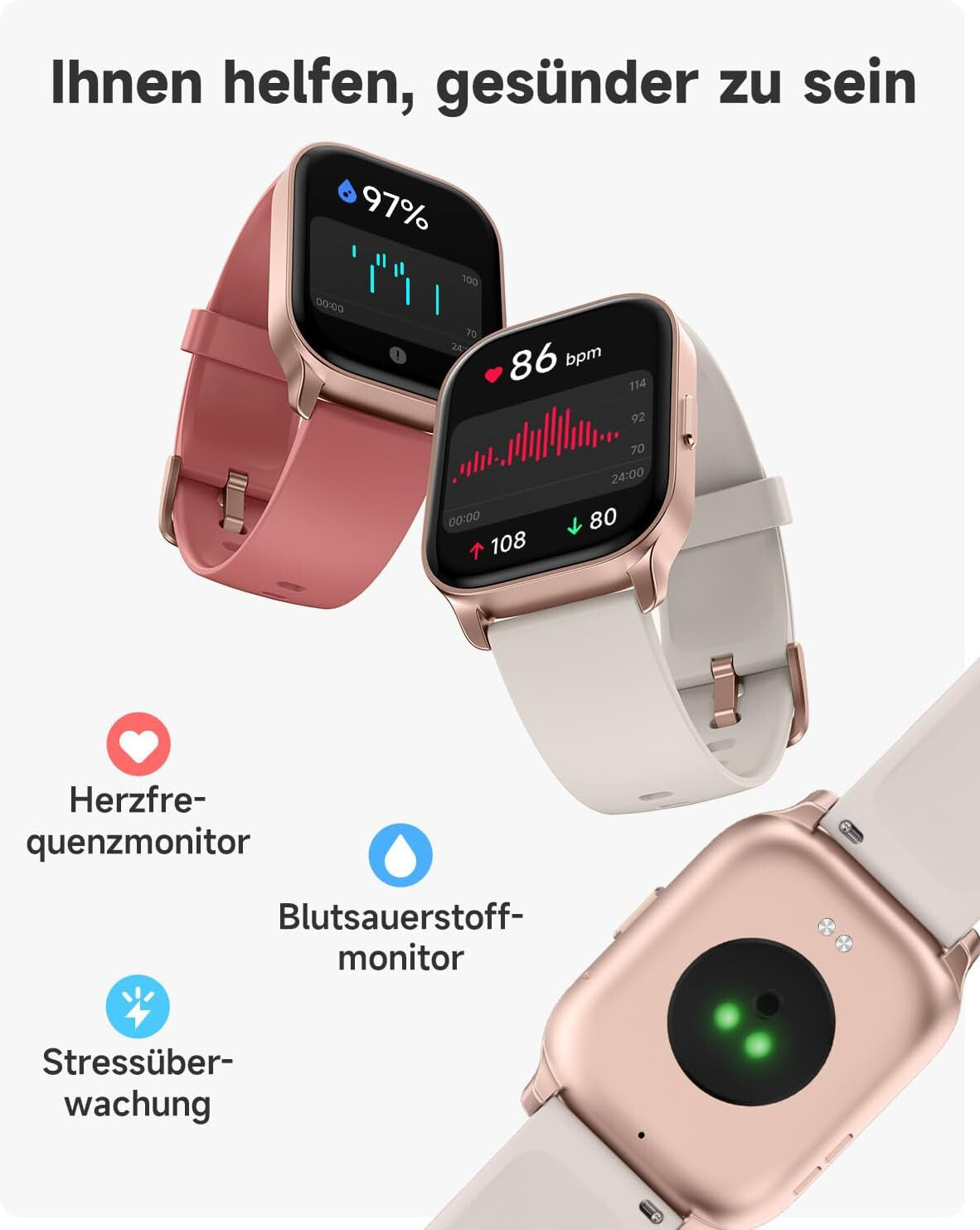 Smartwatch Damen Frauen mit Telefonfunktion Armbanduhr für Android IOS