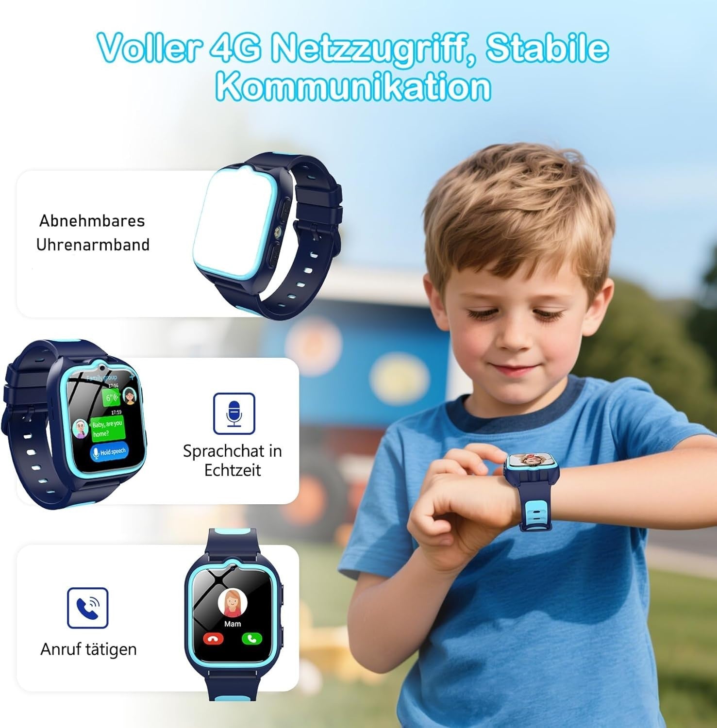 Smartwatch für Kinder mit Telefonfunktion GPS Smart Watch SOS Sim Karte Uhr