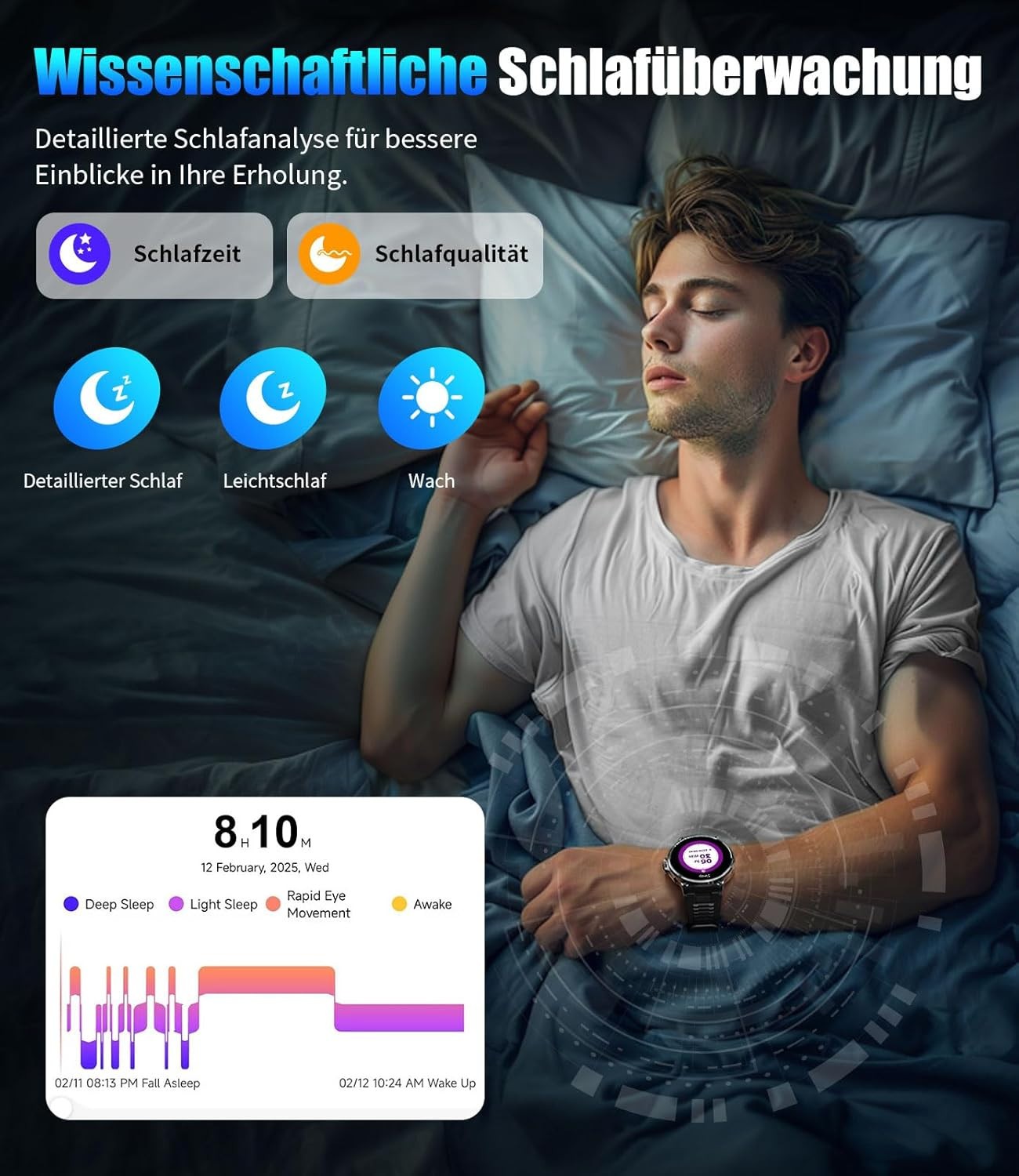 Smartwatch Herren und Männer Telefonfunktion Armbanduhr Wasserdicht