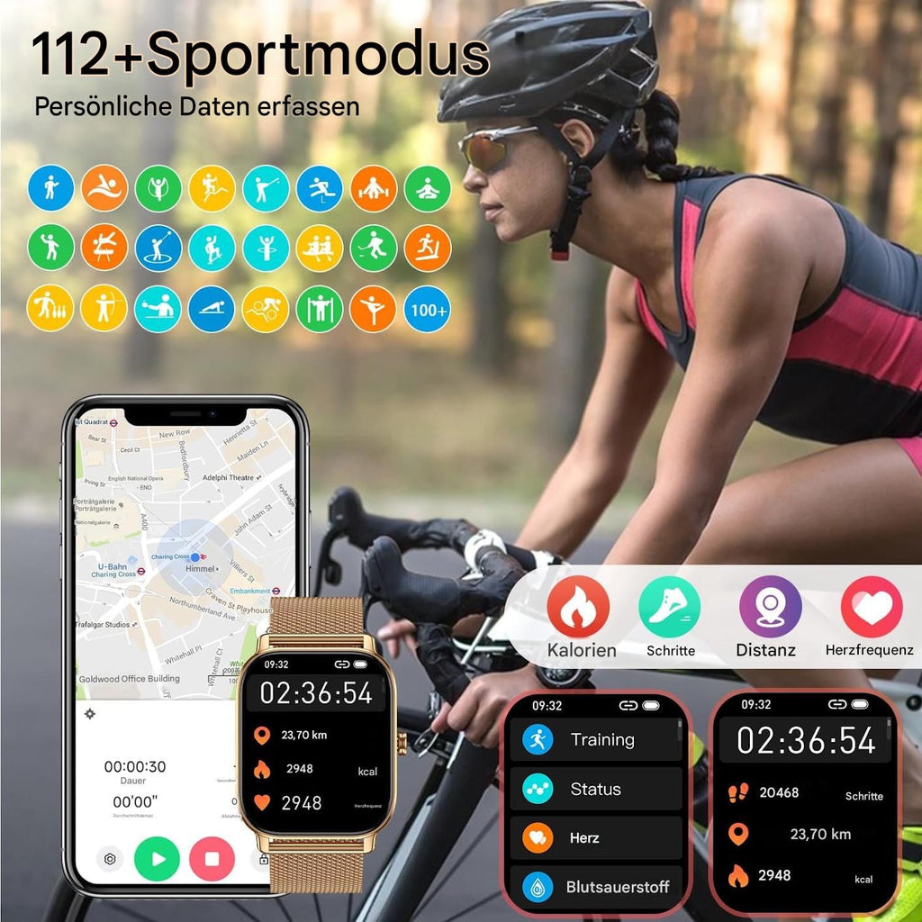 Smartwatch Damen Bluetooth Fitness Tracker mit Pulsmesser für Android & iPhone
