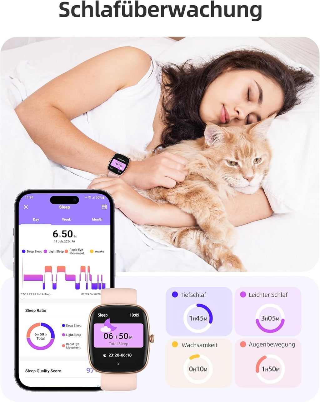 Smartwatch Damen und Frauen mit Telefonfunktion Armbanduhr für iOS Android