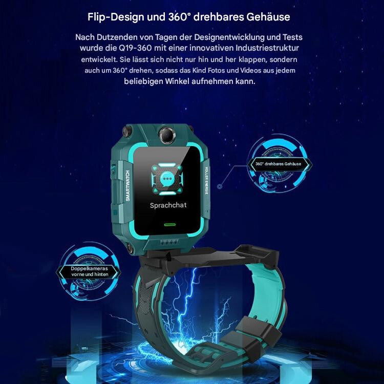 Kinder Smartwatch Wasserdicht Telefonfunktion mit 360° Drehbar GPS Tracker Kids