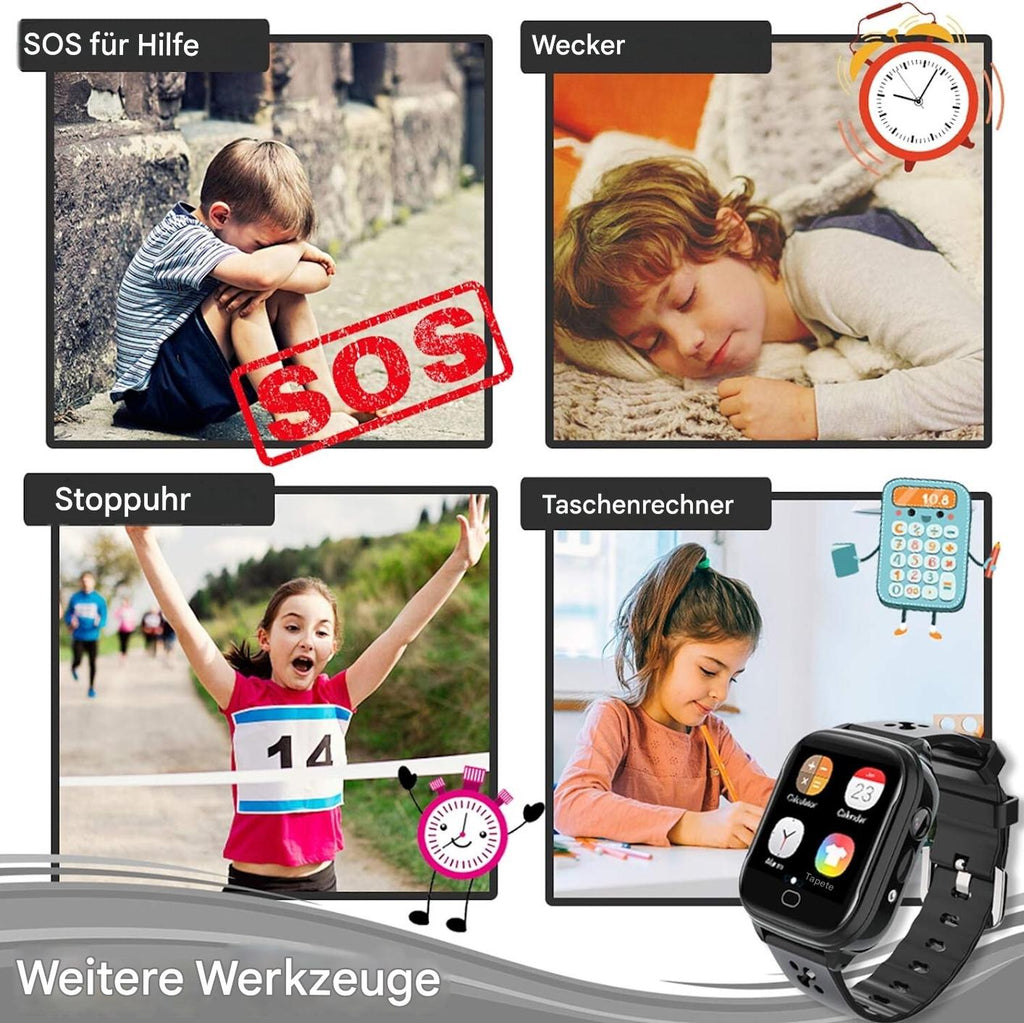 Kinder Smartwatch mit Telefonfunktion, GPS & SOS | SIM Karten Uhr