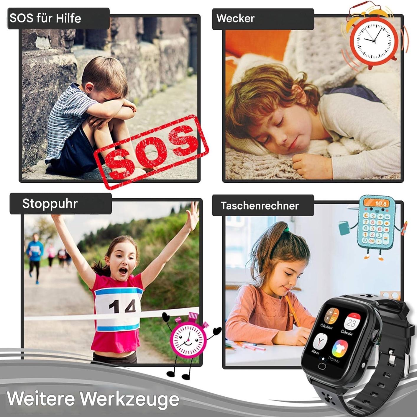 Kinder Smartwatch mit Telefonfunktion, GPS & SOS | SIM Karten Uhr