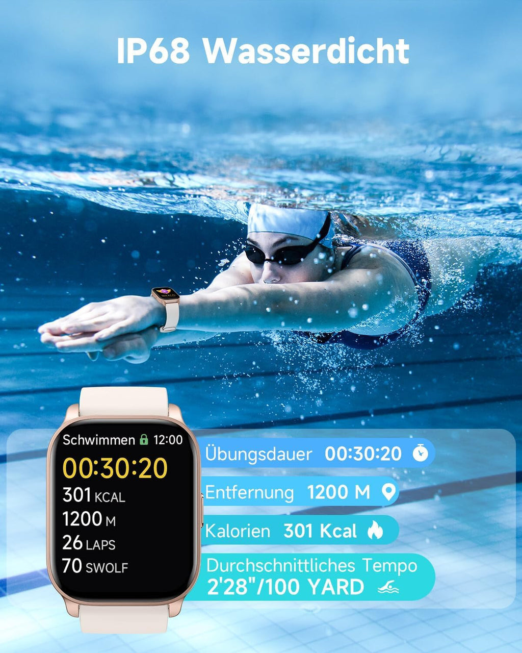 Smartwatch Damen Frauen mit Telefonfunktion Armbanduhr für Android IOS
