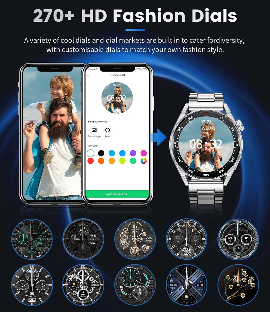 Smartwatch Herren Männer - mit Telefonfunktion Armbanduhr für iOS Android