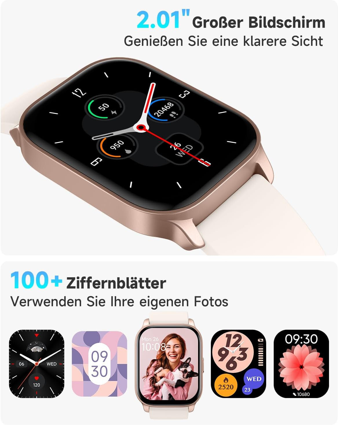 Smartwatch Damen Frauen mit Telefonfunktion Armbanduhr für Android IOS