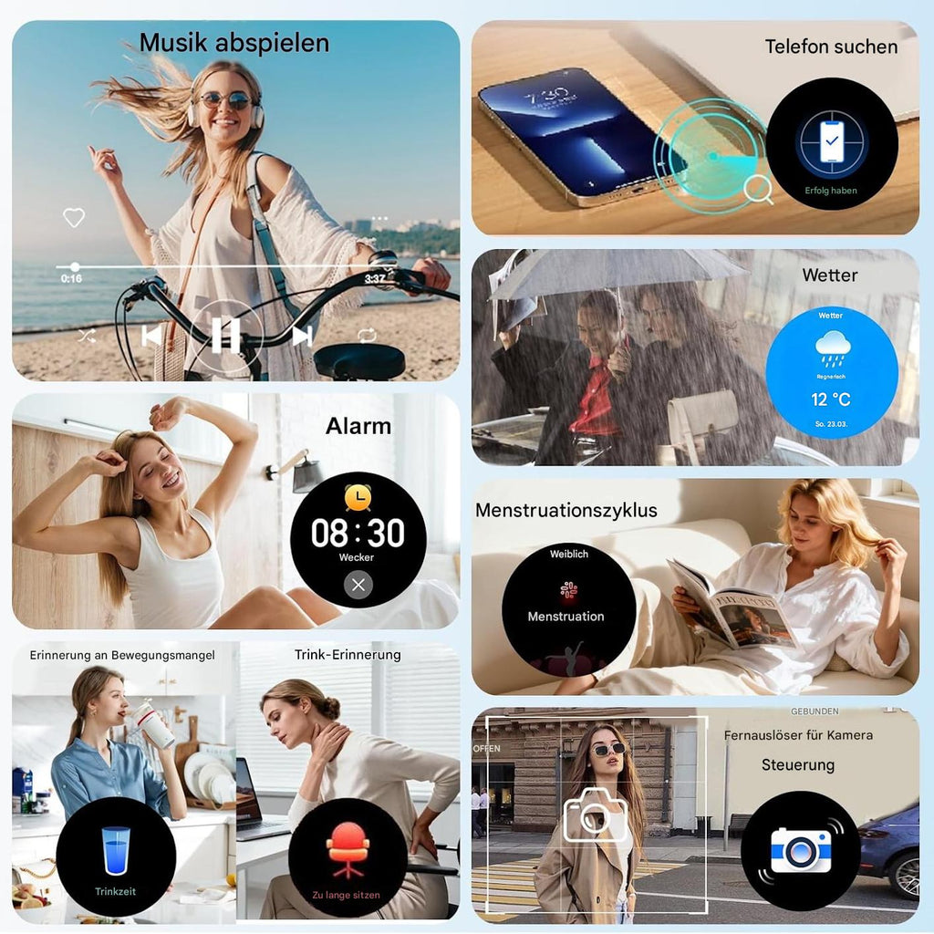 Smartwatch Damen - Diamant Design mit Telefonfunktion Armbanduhr für iOS Android