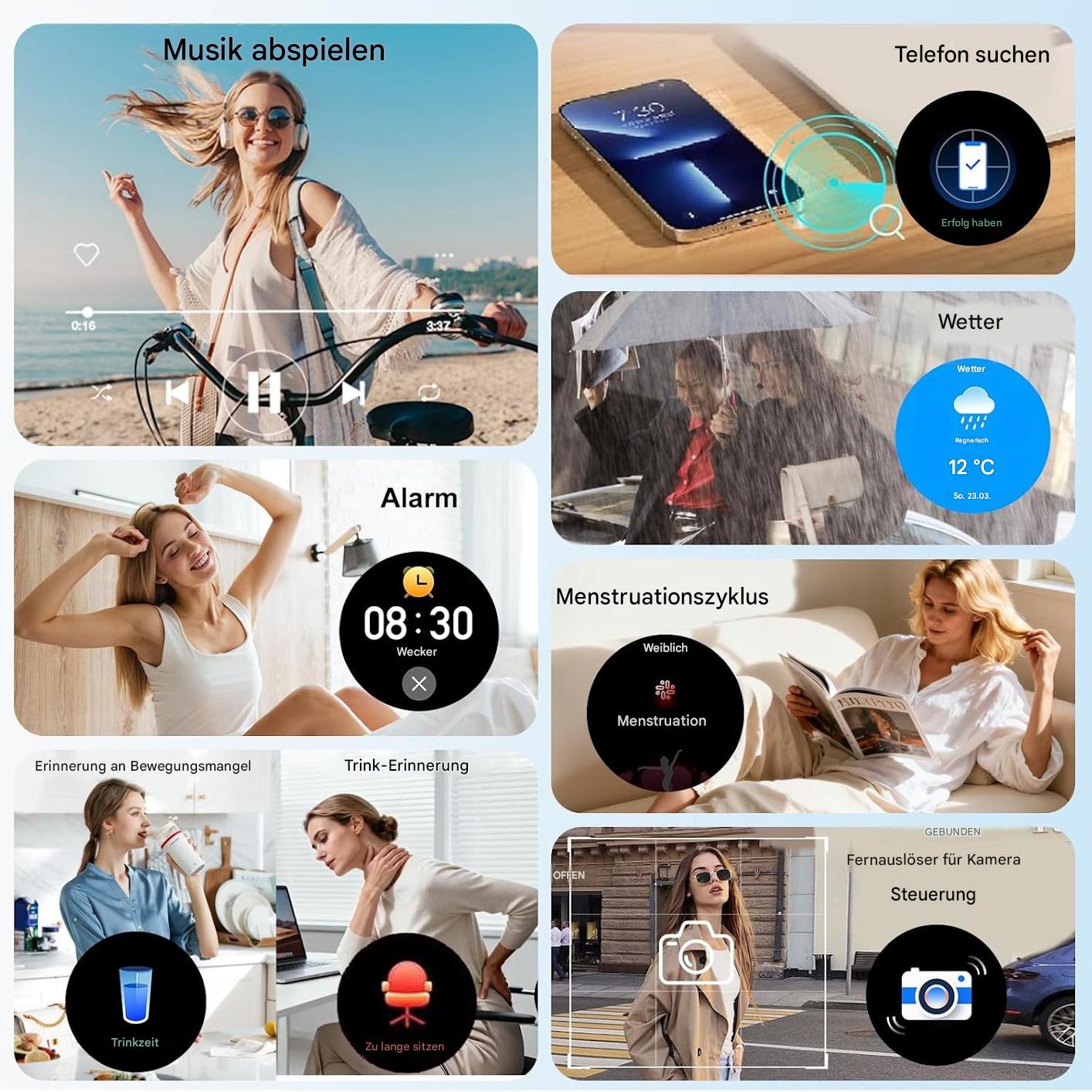 Smartwatch Damen - Diamant Design mit Telefonfunktion Armbanduhr für iOS Android