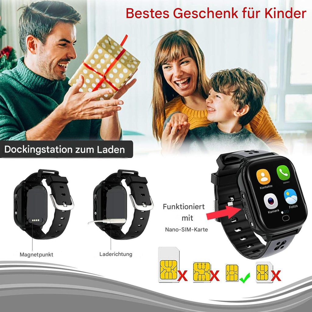 Kinder Smartwatch mit Telefonfunktion, GPS & SOS | SIM Karten Uhr