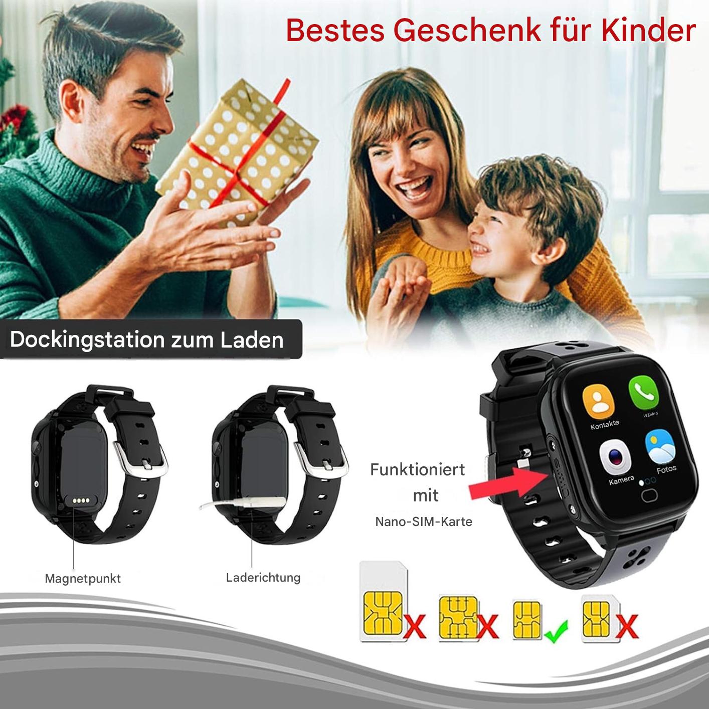 Kinder Smartwatch mit Telefonfunktion, GPS & SOS | SIM Karten Uhr