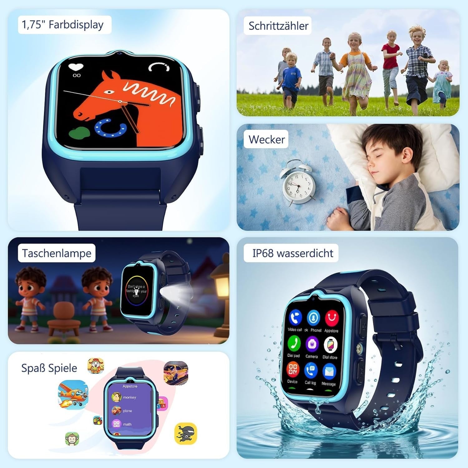 Smartwatch für Kinder mit Telefonfunktion GPS Smart Watch SOS Sim Karte Uhr
