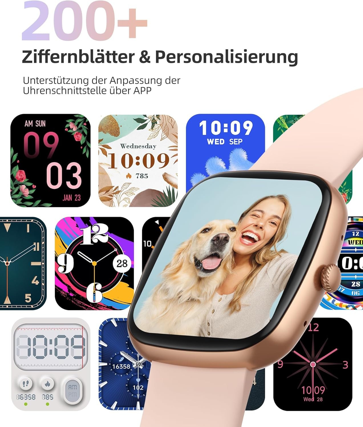 Smartwatch Damen und Frauen mit Telefonfunktion Armbanduhr für iOS Android