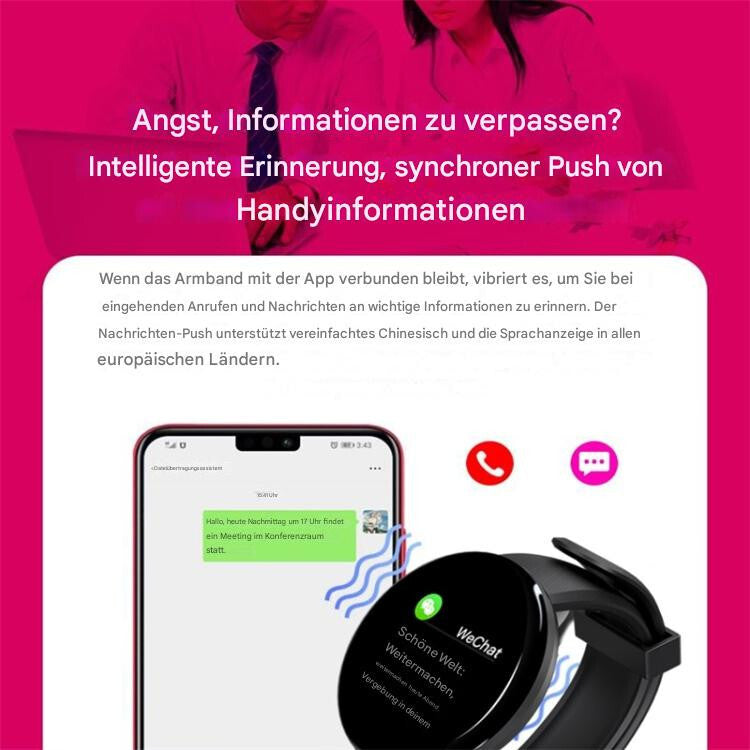 Smartwatch Damen Herren mit Telefonfunktion Armbanduhr Wasserdicht für iOS Android