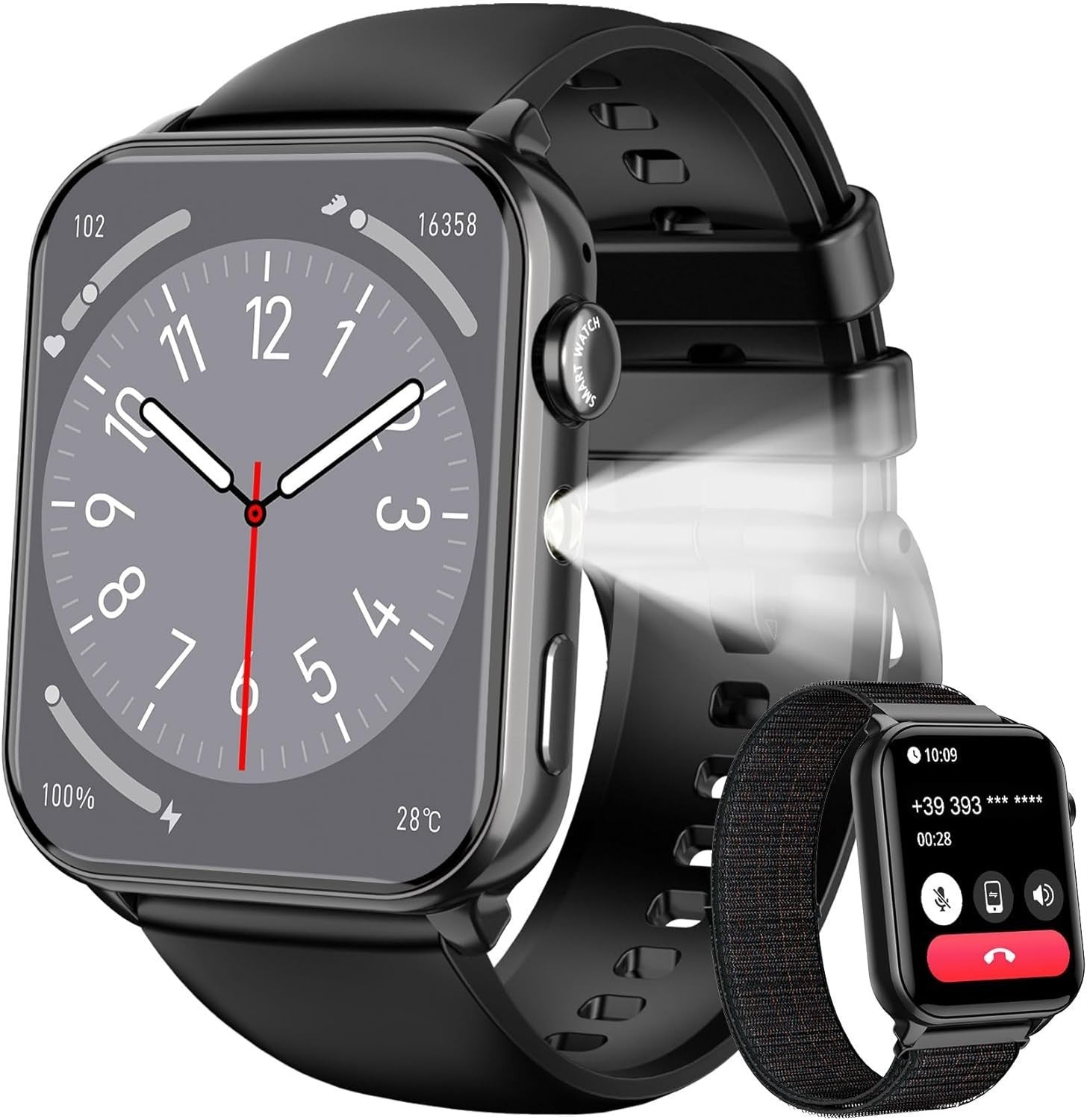 Smartwatch für Damen mit Taschenlampe Telefonfunktion Wasserdicht für Android iOS